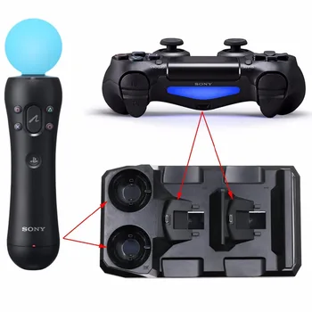 PS4 Radič Nabíjací Dock Stanica Stojan pre Playstation 4 Slim Pro PS VR PS Move Motion Gamepad 4 v 1 Nabíjanie Príslušenstvo