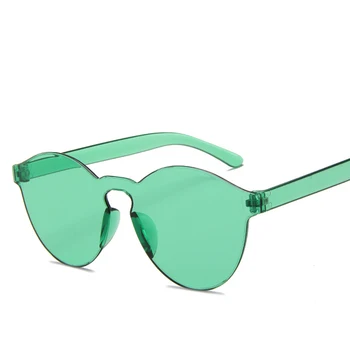 [EL Malus] Trendy Jelly Farba Big Cat Eye bez obrúčok slnečné Okuliare Ženy Muži Candy Slnečné Okuliare Oranžová Zelená Rám Šošovky Gafas De Sol