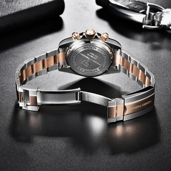 PAGANI DIZAJN Pánske Quartz Hodinky Automatický Dátum Luxusné Zlaté Náramkové hodinky Mužov Nepremokavé Chronograf Japonsko VK63 Daytona Série