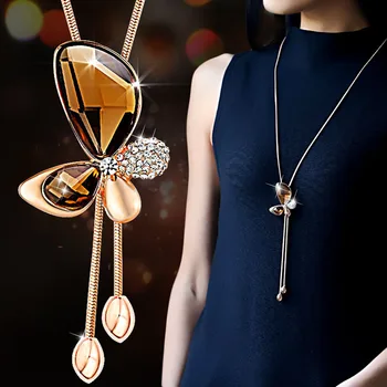 Jemné Vyhlásenie Crystal Motýľ Strapec Dlhý Náhrdelník Ženy, Nové Šperky Bijoux Náhrdelníky & Prívesky