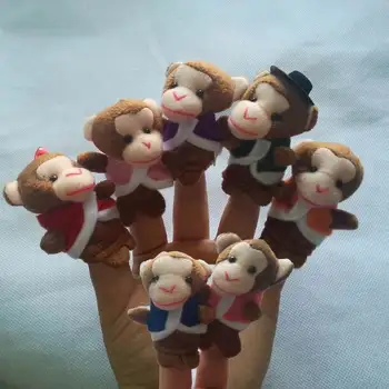 Nové 7pcs mini hračiek, detská riekanka prsta bábky päť opíc na posteľ dieťa raného vzdelávania pieseň hračky plyšové prst bábiky