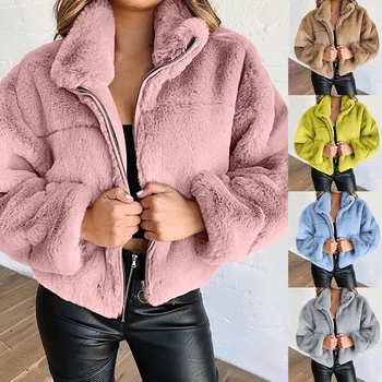 Ženy Bežné Macko Kabát Dámy Fleece Zip Outwear Bunda Nadrozmerné Kabát Zime Teplé