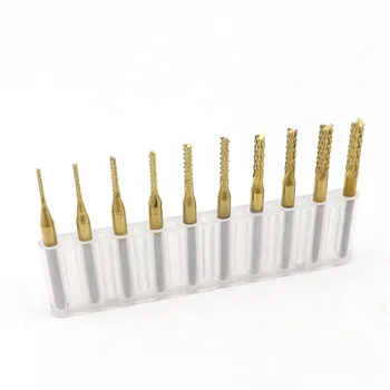 10pcs/set Titanium Nitride Potiahnuté Karbidu PCB CNC frézovanie fréza 0.8 mm-3.0 mm 1,5 mm-3.175 mm 0.8-3.175 mm 1.0-3.0 mm 0,6 až 1,5 mm, 5 mm