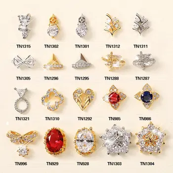 5 ks 3D zliatiny Zirkón Nail art Príslušenstvo luxusné zirkón kryštálu, zlata, striebra nechty šperky najvyššej úrovni nechty krásy Charms