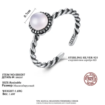 CZCITY 925 Sterling Silver Vintage Design Twist Otvoriť Prstene pre Ženy Kolo Crystal Jemné Šperky snubný Prsteň Vianočný Darček 2018