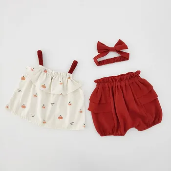 2020 Detská sedačka Baby Boy Tekvica Oblečenie Detské Oblečenie Sady 3ks Lete Bavlna Vyhovovali Novorodenca Oblečenie Set sa