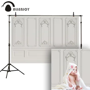 Allenjoy fotografie pozadie obyčajný Šedá biela dreva, steny kvetinový rám novorodenca pozadí photocall photophone photobooth
