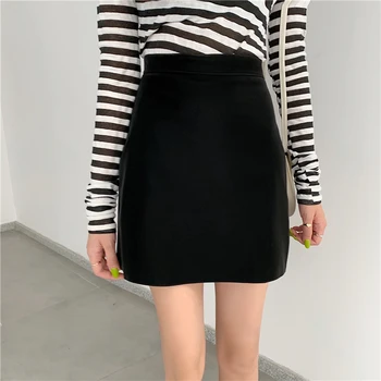 Sukne Ženy Mini A-Line Vysoký Pás Pevný Tenký, Chudý Kórejský Móda Voľný Čas Streetwear Elegantný Retro Novinka Dámske Nové Denné