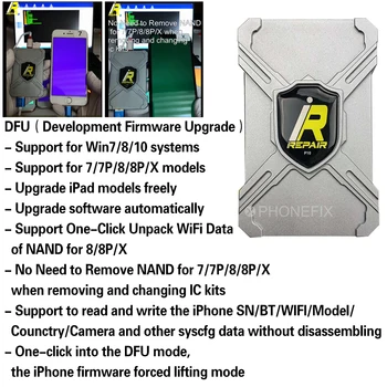 IRepair P10 DFU BOX NAND Programátor HDD Serial Čítať, Písať Chyba Opravy na ipade a iPhone 6 7 8 X Programu Jednou z Kľúčových Fialovej Režim