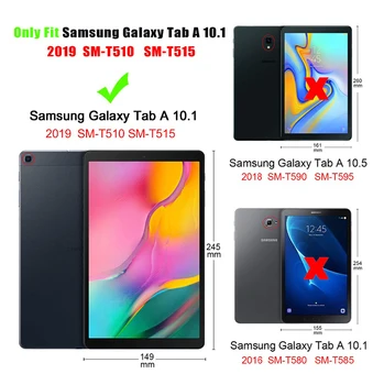 MTT obal Pre Samsung Galaxy Tab 10.1 palcový 2019 SM-T510 T515 Mramoru Tlač Slim PU Kože Flip Násobne Stojan, Kryt Tablet coque