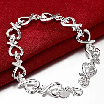 Móda 925 Sterling Silver Šperky Srdce Náramok Pre Ženy, Svadobné