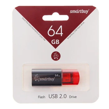 Flash Smartbuy Kliknite na tlačidlo, 64 GB, USB2.0, čítanie až 25 Mb / s, zápis až 15 Mb / s, čierna 1184508