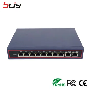 10/100/1000Mbps 10 port, poe switch ethernet 8GEP+2GE 2 uplink port 8 rj45 poe switch port gigabit switch fibra optica ftth prípade