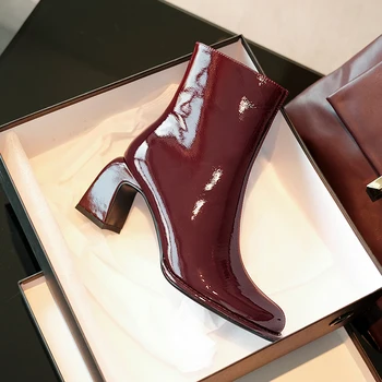 MORAZORA 2020 New horúce predaj módnych ženy topánky originálne kožené topánky hrubé vysoké podpätky štvorcové prst jeseň zimná členková obuv
