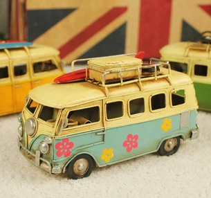 Mini model auta, hračky Retro classic autocamping autobus železa ozdoby domov kaviareň svadobné dekorácie, darčeky vysokej kvality