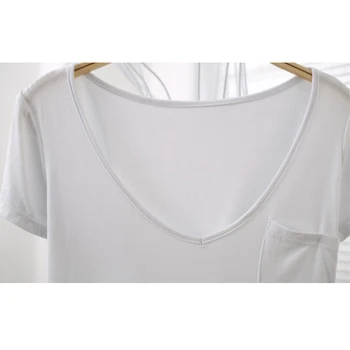 S-4XL Bežné T-shirt pre Ženy Letné Dámske Košele Módne tričká Hlboko V Krku Tee Tričko Femme