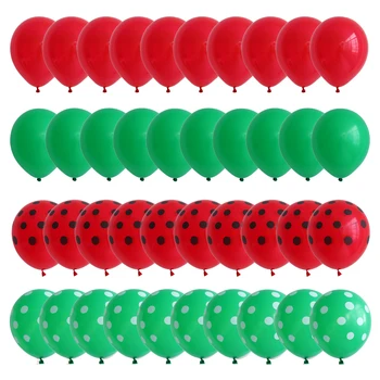 40pcs Červený Melón Inšpiroval Latexové Balóny Zelená Achát a Červená Polka Dot Balón Lete Narodeninovej Party Dekorácie Vzduchu Globos