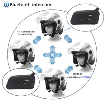 EJEAS V4 Pro 1200m motocyklové prilby bluetooth palubného telefónu headset 4 jazdcov bt intercom s FM rádiom