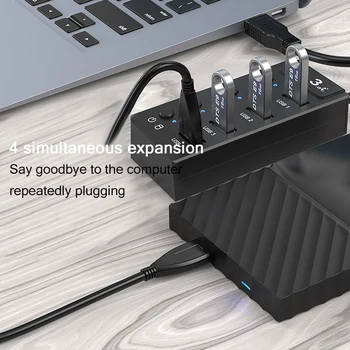 Sub-ovládací Prepínač 4-Port USB 3.0 Hub 30/60/120cm Kábel Prenosné 5Gbps Plnenie Splitter Pre Multi USB Desktop, Notebook
