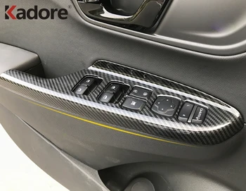 Pre Hyundai Kona Kauai SUV 2017 2018 2019 2020 Uhlíkové Vlákna Auto Interiérové Doplnky, Dekorácie Dvere, Okno Spínač Kryt Trim