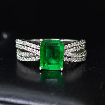 OEKDFN Vintage 925 Sterling Silver Ring Vytvorené Moissanite Emerald Drahokam Svadobné Zásnubné Prstene Pásma Jemné Šperky
