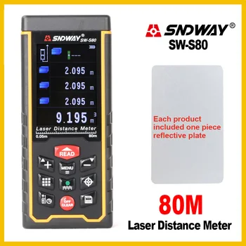SNDWAY Laserový diaľkomer 120m Tilt Nabíjateľná Digitálny Fotoaparát Laserový Merač Vzdialenosti Laserový Diaľkomer