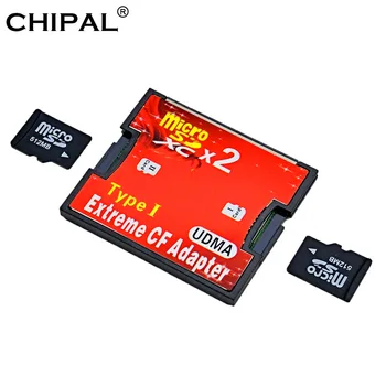 CHIPAL Dual Micro SD SDHC SDXC TF na CF Karty Adaptéra Reader UDMA MicroSD do Extrémnych Compact Flash Typ I Converter, Cardreader