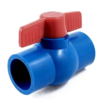 40 mm x 40 mm Sklzu Plný Port Červená Rukoväť Páka U-PVC guľový kohút Modrá
