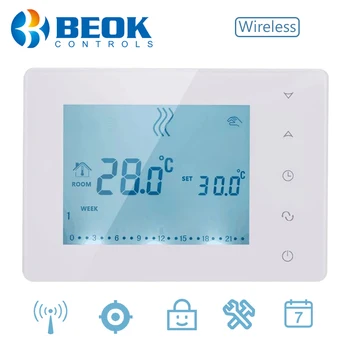 Beok Bezdrôtový Termostat pre Plynové Kotolne Vykurovania Regulátor Teploty Dotykový Displej Programovateľný Regulátor BOT-X306