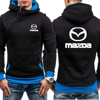 Muži Hoodies Mazda Auto Logo Tlačiť Bežné HipHop Harajuku Dlhý Rukáv teplé Fleece Kapucňou Mikiny Mens zips Bunda oblečenie