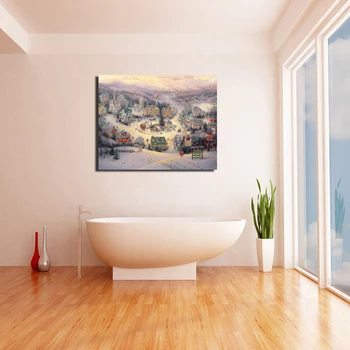 Thomas Kinkade St Nicholas Kruhu Plátno Na Maľovanie Vytlačí Obývacia Izba Domáce Dekorácie Moderné Nástenné Art Olejomaľba Plagát Obrázok