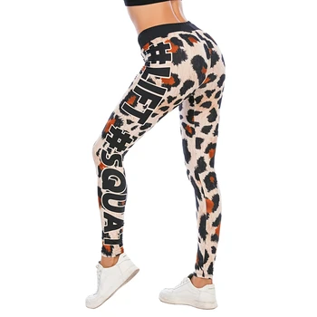 Sexy Fitness Legíny Ženy Cvičenie Leggins Mujer Leopard Tlač Pružnosť Leginy proti celulitíde Push Up Nohavice Slim legins