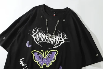 Letné Muži Fashion Tričko Butterfly Trend Značky Muž Príležitostné O-Neck Tee Košele, Topy Kovové Otvory Mens Tlač Krátke Sleeve T-Shirts