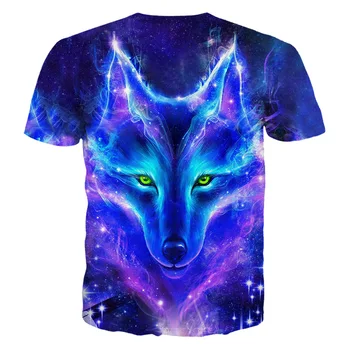 Nadrozmerné Mens Vlk T-shirt Letné Módy Wolf 3d Krátky Rukáv 3D O-neck Top Graphic T Shirt Nadrozmerná Muž T-shirt Camisetas