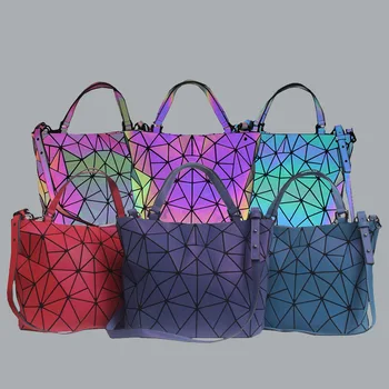 2020 Nové Ženy Móda Svetelný Geoemtric Kabelky Skladacie Tašky Cez Rameno Multicolor Crossbody Tašky Nočné Svetlo Tote Bag