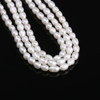 Prírodné Sladkovodné perly umelo Pestované Perly Ryža Tvar Prírodné Perly pre Šperky, Takže DIY Strand 13 Palcov Veľkosť 3.5-4 mm
