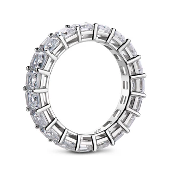 Diamantové Šperky 925 Silver Svadobný Prsteň Emerald Rez Svadobné Angažovanosť Pre Ženy Darček
