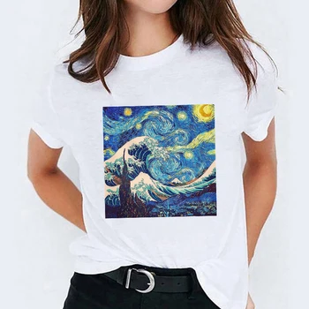 Ženy Slnečnice Maľovanie Topy Bežné Lady Dámske Tričko Tees Tlače O-krku Camisas Estetické Harajuku Tričko T-shirts