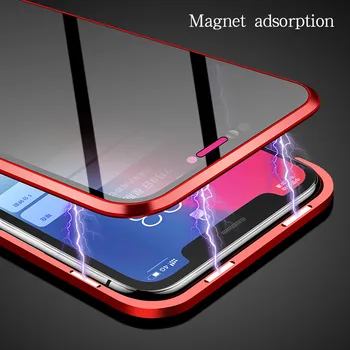 11 pro Magnetických Kovov Privacy Screen Protector puzdro pre Iphone Xs Max Xr X 8 7 Plus Magnet Anti-peeping Tvrdeného Skla 360 Kryt