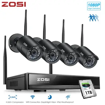 ZOSI H. 265 1080P 8CH Bezdrôtové Bezpečnostné CCTV kamerový Systém 1080P Wifi Mini NVR Auta Vonkajší kamerový Domov IP Kamery Nastaviť