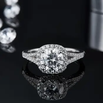 GEM BALET Námestie Halo Zásnubný Prsteň, Šperky 1.5 ct 2ct 3ct D Farba 925 Sterling Silver Kolo Moissanite Diamond Žien Krúžok