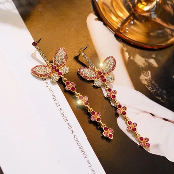 2020 Nový Butterfly Tvar Náušnice Pre Ženy Dlhý Strapec Brincos Svadobné Party Šperky