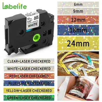 Labelife 1pack TZe-231L1 241L1 Kompatibilný pre Borther P-Touch Laser Kockovaná pásky Tlačiareň štítkov PT-H100 Farebné Šumivé pásky
