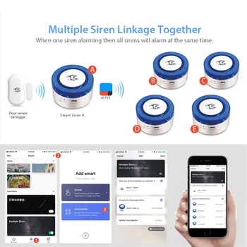 SMARSECUR Tuya WiFi, alarm, sirény bezpečnostný Alarm Systém funguje na zabezpečenie inteligentného života app ovládanie kompatibilné alexa domovská stránka google