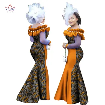 Jeseň Nový Štýl Ženy Šaty 2017 Afriky Oblečenie s Dlhým Rukávom Dashiki Dlho Maxi Šaty pre Ženy, Plus Veľkosti 6XL WY2451