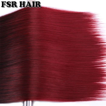 100 gram jeden kus Čiernej na burgundské modré Červené Zelené Syntetické vlasy rozšírenie Rovné vlasy zväzku pre ženy