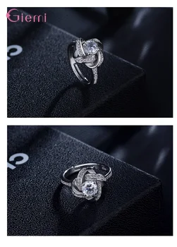 Módne Šperky Nastavuje Jemné 925 Sterling Silver Rakúsko Crystal Svadobné Šperky Nastaviť Kvetina Náhrdelník Prívesok Náušnice, Prsteň parure