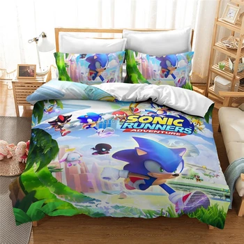 2020 Nové 3d posteľná bielizeň Nastaviť Sonic The Hedgehog Vzor Obliečky Kryt Set s obliečka na Vankúš Deti Posteľná Bielizeň Twin Plný King Size Queen