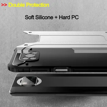 3-v-1, Telefón Prípadoch + Sklo pre Poco X3 NFC Prípade Poco-X3-NFC Mi Pocophone X 3 NFC Shockproof Silikónový Kryt Xiao Poco X3 Prípade