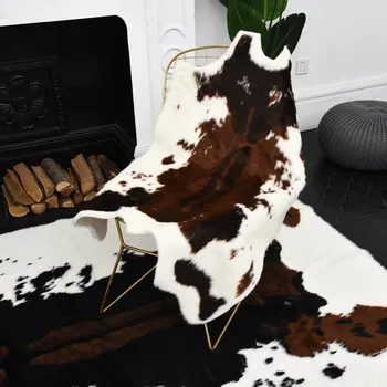 Veľká veľkosť 170x220cm krava Vytlačené Cowhide faux koža NonSlip Protišmykové Rohože Zviera tlače Koberec pre domáce